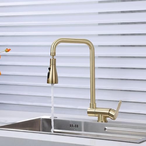 Robinet d'évier de cuisine pliable mitigeur acier inoxydable or - 7