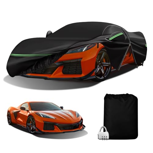 DTNESS for Corvette 2020-2023 C8 Car Cover 210D Outdoor Waterproof UV Protection, with Cotton Layer, Zipper Door, Reflective Strip, Storage Bag, for Chevy C8 by DTNESS - Used condition - US$19.02