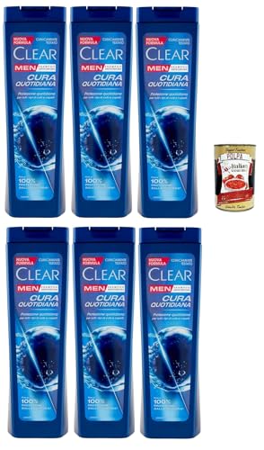 Clear Cura Quotidiana Men Shampooing pour tous les types de cheveux et de cuir chevelu – Shampooing de soin quotidien 6 x 225 ml + Italian Gourmet Polpa 400 g