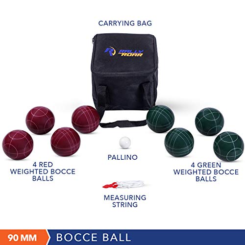 Rally And Roar Backyard Bocce Ball Game Set - 8 Balls, Pallino, Carry Case, Measuring Rope - 90Mm #TOP4