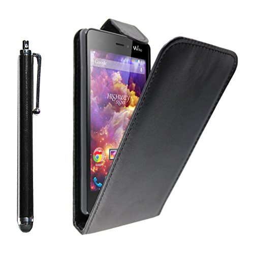 ebestStar - Coque Compatible avec Wiko Highway Signs Etui Housse PU Cuir Rabat Flip + Stylet, Noir [Appareil: 138 x 68 x 7.6mm, 4.7'']