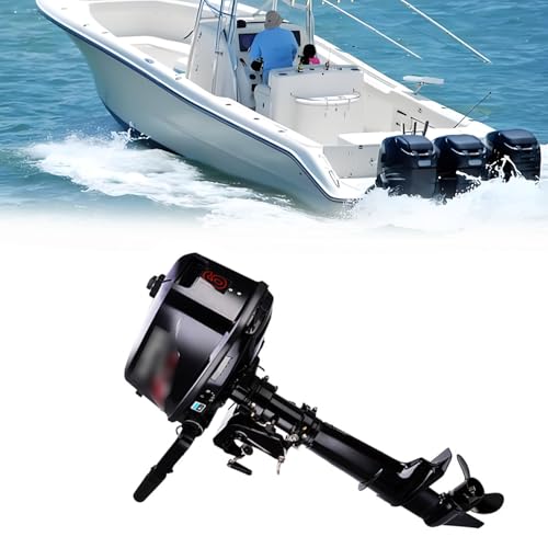 YSFHYAN 2-Stroke 6 HP Long Shaft Outboard Motor For Deep Water,Heavy Duty Inflatable Fishing Boat Engine,Forward Neutral Reverse Gear