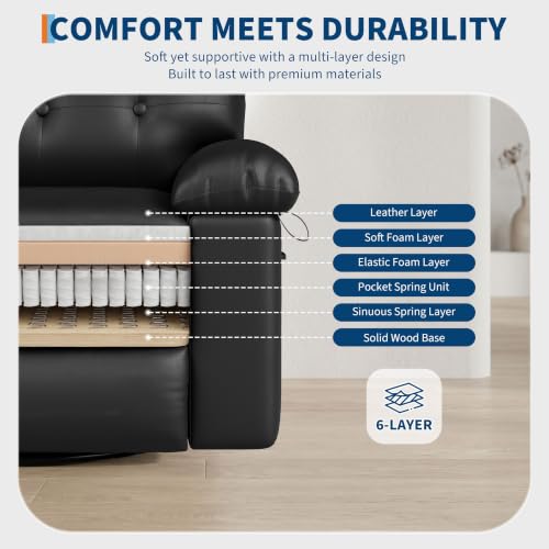 Image of GarveeHome Leather Manual Recliner Chair for Adults - Heat and Massage