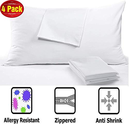 Anti Allergy 4 Pack Pillow Protectors Queen 20 x 30" High 450 Thread