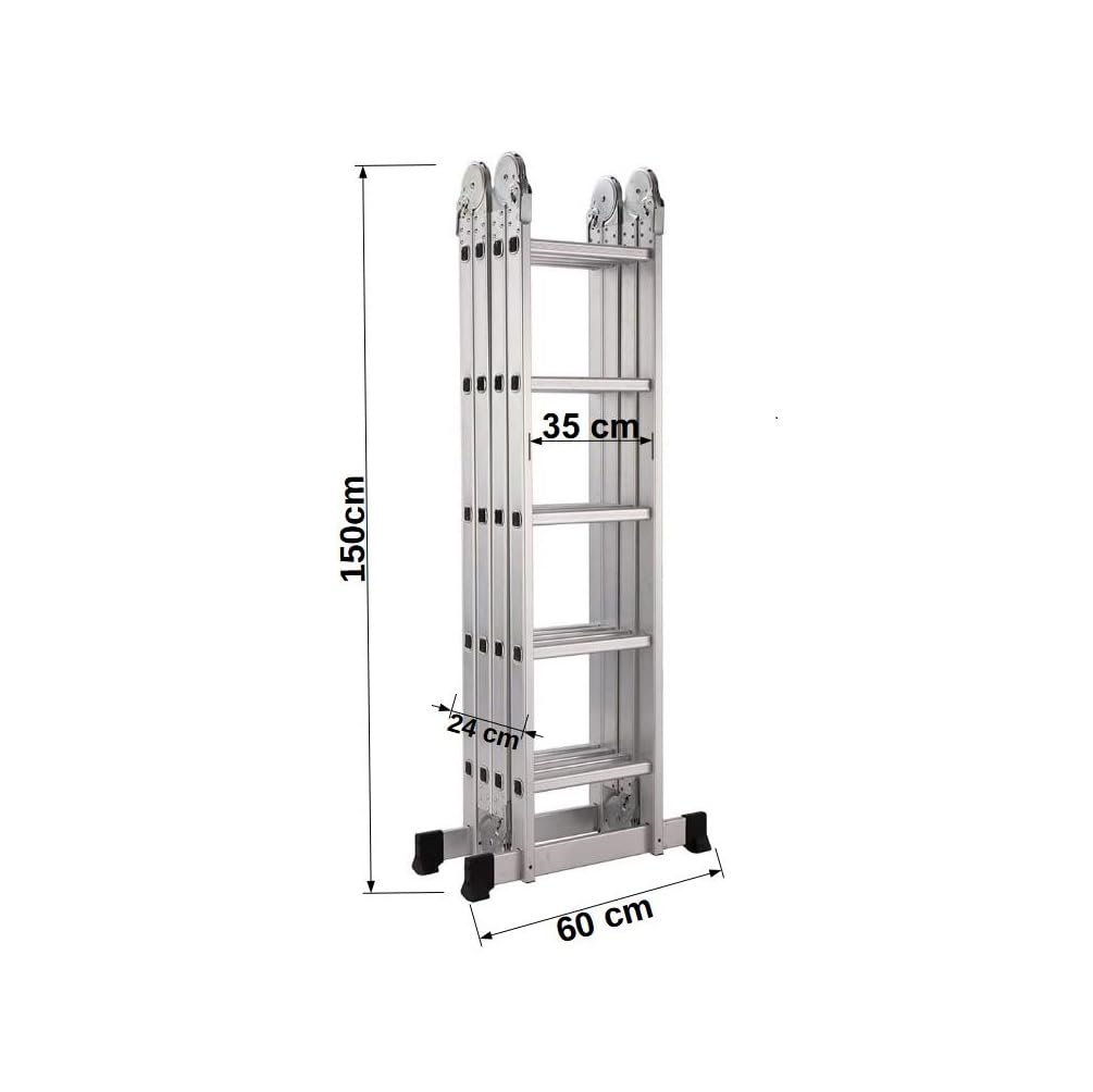 TREPPE Escalera Articulada Plegable Multifunción Aluminio 4x5 Escalones 5,82m