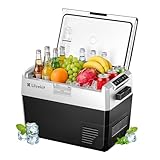 LLIVEKIT Kompressor Kühlbox 40L, -20~20°C, Tragbarer Kühlschrank, 12/24V DC, 100-240V AC, mit Beleuchtung, für Auto, Camping, Boot, Zuhause, Schwarz