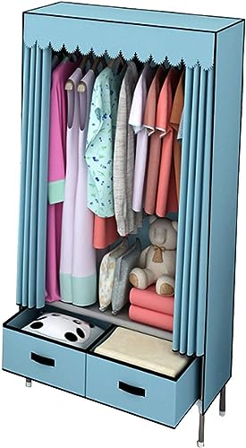 Penderie portable en toile bleue armoire de rangement pliante avec penderie 70x48x165 cm