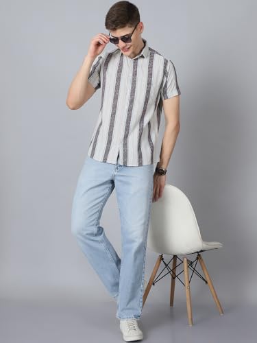 Image of Majestic Man Men Cotton Blend Slim Fit Half Sleeve Casual Shirt
