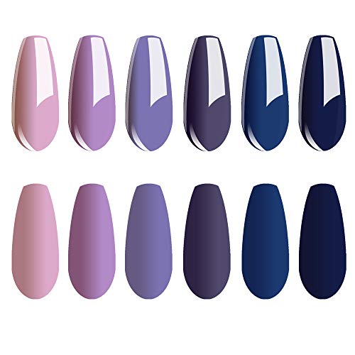 Vishine 6Pcs Soak Off Led Uv Gel Nail Polish Varnish Nail Art Starter Kit Beauty Manicure Lavender Violet Purple Navy Collection Set #TOP2