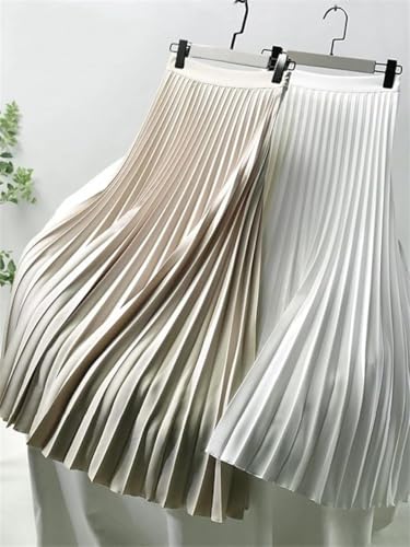 Women's Fall Pleated High Waist Skirt Solid Elastic Comfort Office Casual Swing Skirt3