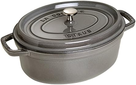 STAUB Cast Iron Roaster/Cocotte, Oval 33 cm, 6.7 L, Graphite Grey