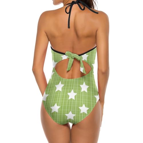 Bikini set vert étoilé sculptant et confortable pour la natation