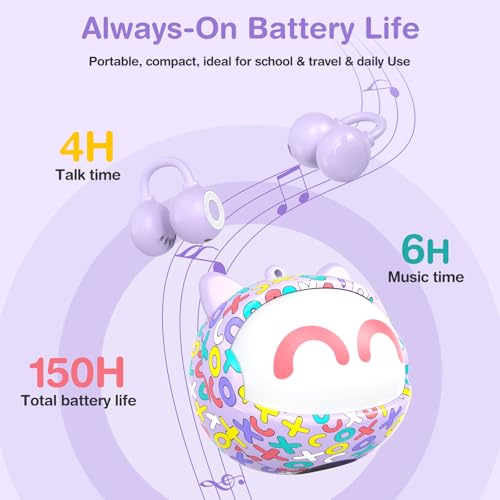 QearFun Kids Cat Open Ear Earbuds with Rotatable Case, 85dB Safe Volume by QearFun - Used condition - Image 5