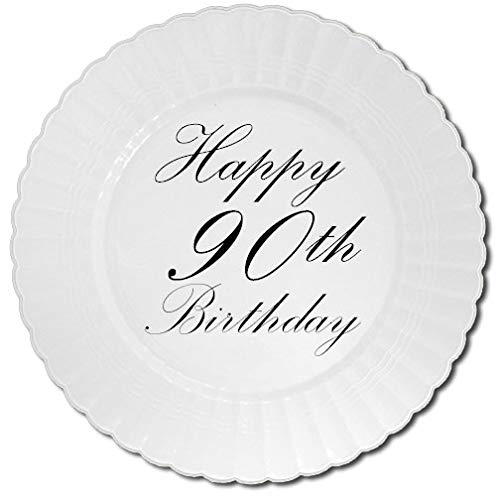 90TH CLASSY BLACK PLASTIC DESSERT PLATE (8/Pkg) by Partypro