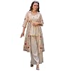 INDO-ERA-Womens-A-Line-Silk-Blend-Floral-Embroidered-Kurta-with-Shrug-and-Palazzo-Set-CreamIEOUT10577Medium INDO ERA Women's A-Line Silk Blend Floral Embroidered Kurta with Shrug and Palazzo Set (Cream_IEOUT10577_Medium)