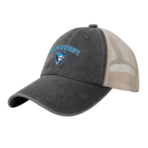 Elmhurst College Logo Baseball Cap Sport Vintage Washed Mesh Baseball Cap Black