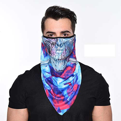 Outdoor Sport 3D Skull Masks Ski Balaclava Dustproof Windbreak Headgear Cycling Scarf Airsoft Motorcycle Face Mask (Blue)