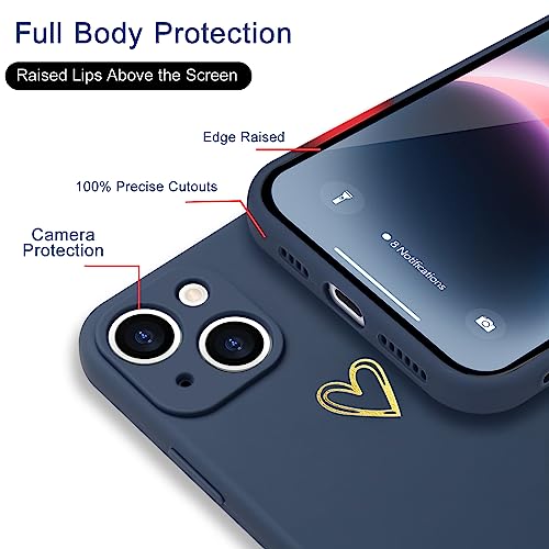 Image of Wirvyuer for iPhone 14 Case Cute Slim Shockproof Phone Case with Wireless Charging Support and Protection, Navy Blue