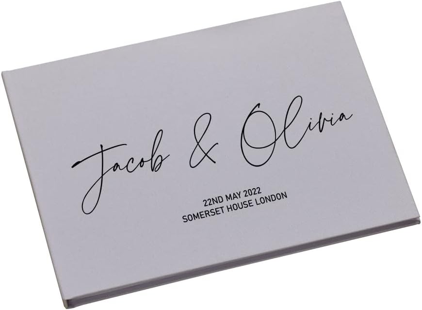 Personalised Modern Wedding Linen Guest Book Printed