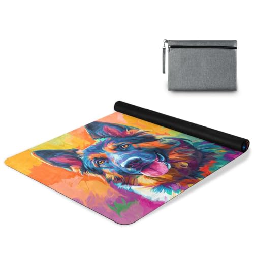 ALAZA German Shepherd Dog Head Colorful Painting Art Style Yoga Mat Non Slip Fitness Exercise Mat, Workout Mat for Yoga, Pilates and Floor Exercises