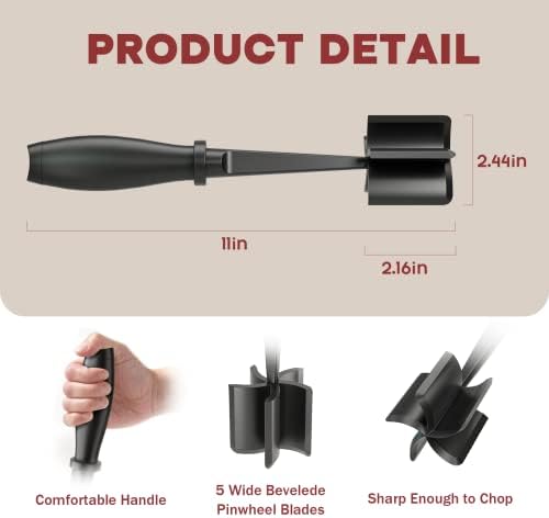 Meat Chopper, Hamburger Grinder, Premium Heat Resistant Smasher for Ground Beef, Burger Grinder Nylon Potato Mix Tool, Meat & Poultry Tenderizers-Black - 1