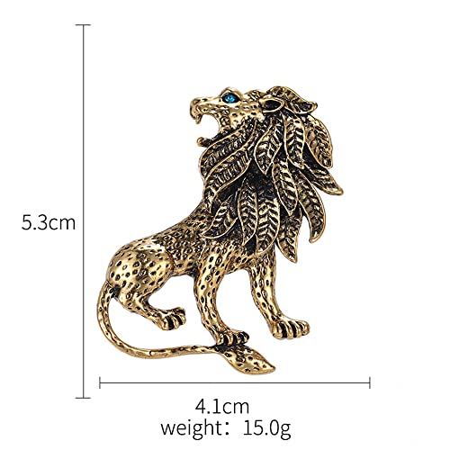 Image of Vintage Lion Brooch Pin for Women Girls Men Antique Gold Tone Wild Animal Brooches Lapel Pins Dress Costume Accessories Boho Halloween Holiday Decor Jewelry Gift Souvenir for Friend Father Uncle