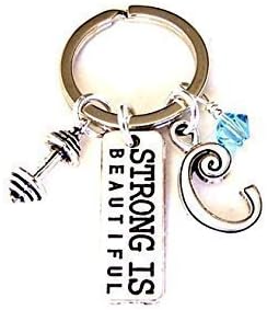 Personalized Weight Lifter Keyring with Barbell