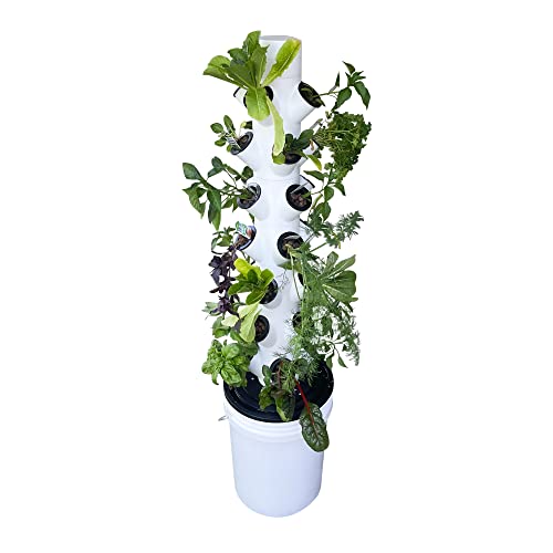 Generic 3D Printed Vertical Hydroponic Garden Tower with 28 Pots and 550 GPH Water Pump