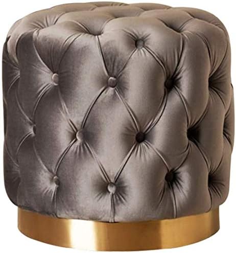 BABYCE Ottoman Stool Shoe Bench Flannel Vintage Stool Upholstered Dressing Table Footrest Change Shoe Footrest for Living Room Bedroom, 44X44cm for Bedroom Corridor (Color : Gray, Size : 44X44cm)