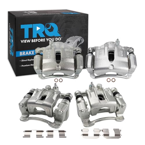 TRQ Front and Rear Brake Caliper Set Zinc Coated Brackets Compatible with 2012-2015 Hyundai Tucson 2012-2016 Kia Sportage