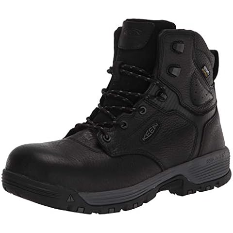 KEEN Utility Men’s Chicago 6” Composite Toe Waterproof Work Boot Construction Boot, Black/Forged Iron, 11 2E (Wide) US Cover