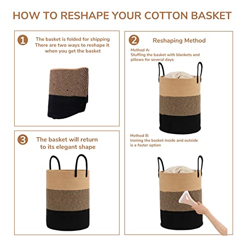 Chicvita Tall Woven Laundry Basket, Large Laundry Hamper For Bedroom, Living Room, Bathroom, Wicker Storage Basket For Clothes, Blankets, Towels, Toys, Decorative Baskets, 15 X 20 Inches, 58L #TOP6