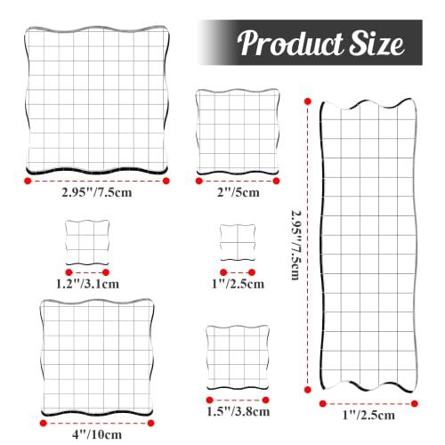 Cionyce 7 Pcs Acrylic Stamping Blocks Decorative Stamp Blocks, Clear Stamp Blocks With Grid And Grip,Wave Shaped Stamping Block Set For Craft,Diy,Scrapbooking #TOP4