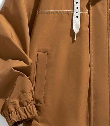 Image of FTIMILD Mens Fake Two Pieces Windbreaker Spring and Fall Vibrant Color Block Coat Lightweight Jacket with Hood