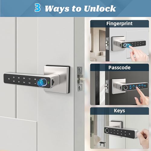 KENRONE Fingerprint Door Knob,3 Unlocking Methods Biometric Door Lock with Handle Keypad Code for Home Hotel Office Apartment Bedroom by KENRONE - Image 3
