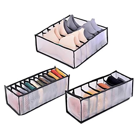 Underwear Storage Box with Compartments Socks Bra Underpants Organizer Drawers Divider Box Cover