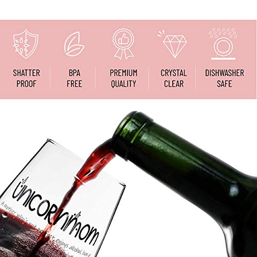 Gift For Mom Mother’s Day, Coffee Mug Set Wine Glass Stemless Tumbler Cup Wife New Mom To Be Baby Shower Ideas From Daughter Son Funny Present Birthday Best Friend Women Tea (Unicorn Mom Glass) #TOP2