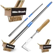 Patio Weed Brush w/Extra Heads and Hand Garden Weeder, Gardening Tool Set, Extended Handle Wire Brush for Block Paving, Removing Weeds and Moss