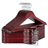 StorageWorks Wooden Coat Hanger, Wood Clothes Hangers 20 Pack, Dark Cherry Color, Natural Wood Hangers for Coats, Shirts, Jackets, Pants, Suits