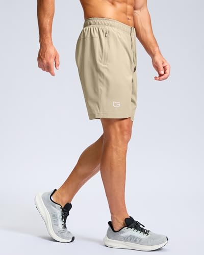 Image of G Gradual Men's Athletic Running Shorts with Zipper Pockets Quick Dry 7 inch / 5 inch / 9 inch Workout Gym Shorts for Basketball Hiking