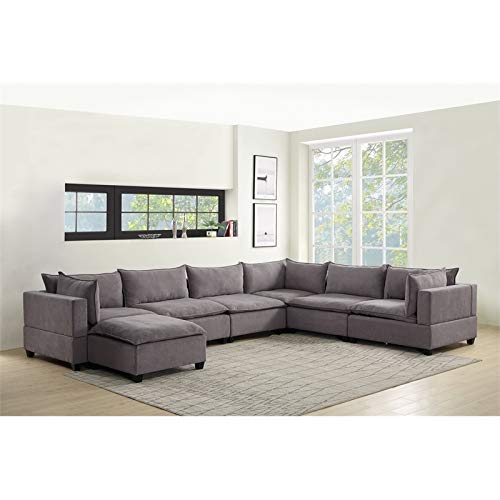 Bowery Hill Modern 7 Piece Fabric Modular Sectional Sofa Chaise In Light Gray #TOP1