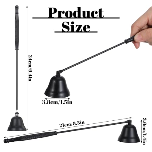 JOUTYFOR 6 Pack Black Candle Snuffer Vintage, Premium Stainless Steel Wick Flame Extinguisher, 8.3 Inch Wick Snuffer with Long Handle, Elegant Design for Candles, Candle Accessory for Candles Lovers