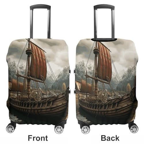 Old Boat Printed Luggage Cover Protector, Fits 18-32 Inch Luggage3