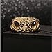 Detail 925 Sterling Silver Devil Eye Owl Ring,18K Gold-Plated Red/Blue/Black/Green Four Colors Devil Eye Owl Ring,Personality Vintage Animal Owl Open Adjustable Ring Unisex Teen (Gold Yellow-Black)