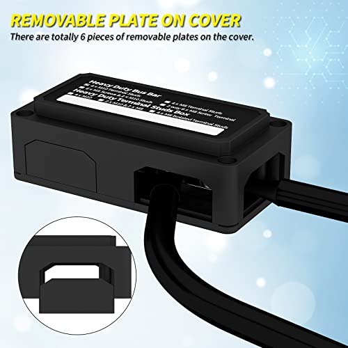 Joinfworld 300A Bus Bar 12V Dc Waterproof Power Distribution Block 3/8" (M10) 4 Studs Heavy Duty Busbar Terminal Block 12 Volt Junction Block For Marine Car Solar -Positive&Ground #TOP3