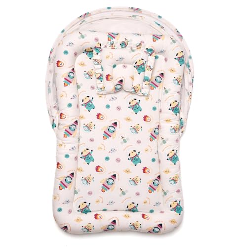 Image of TIDY SLEEP Mattress with Mosquito Net, Mattress for New Born, 0M+, Mosquito Protection Bed, Size: 90cm x 65cm x 10cm White Space