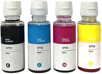 Vivid Colors Refill Ink Bottles Compatible for Deskjet GT 5810 5820, Ink Tank 310 315 Printers # GT51 GT52 4 Pack
