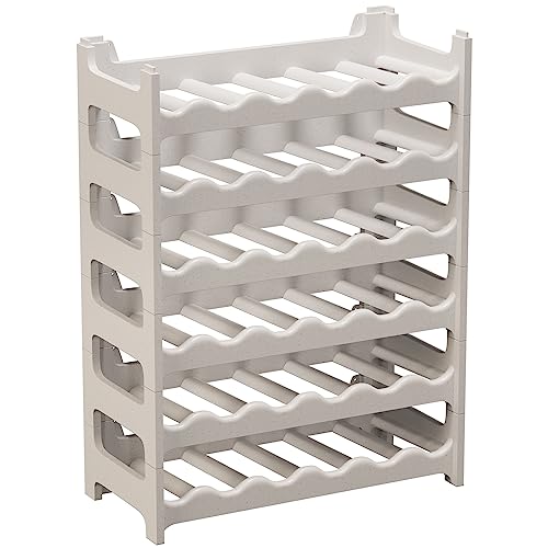 ARTECSIS Weinregal stapelbar Kunststoff für 36 Flaschen, stabiles Flaschenregal in Gastronomie-Qualität, modular erweiterbar, Granitgrau