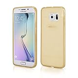 Carcasa Protectora, Silicona, para Samsung Galaxy S6 Edge, Transparente, Color Dorado