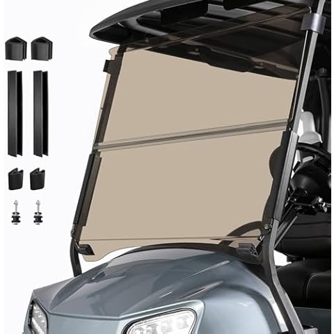 Cartalia Golf Cart Foldable Windshield 3/16" (5MM) Thicken Only Fits Club Car Precedent 2004+, Tempo 2017+, Onward 2017+, 1"×1" Struts Rail Front Folding Acrylic Windshield Replacement - Tinted Cover